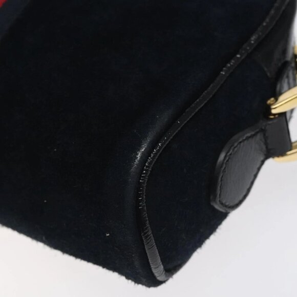 GUCCI Ofdea Sherry Line Shoulder Bag Suede Navy Gold 517350 Auth BA2925 - Picture 5 of 16